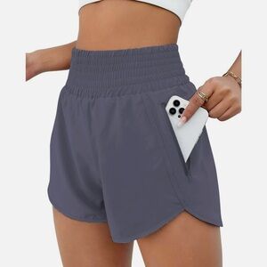 Rosvigor Womens Athletic Shorts with Pockets Blue Grey Size M